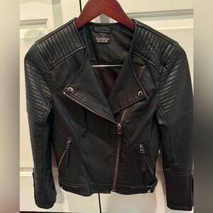 Topshop Faux Leather Moto Bomber Jacket